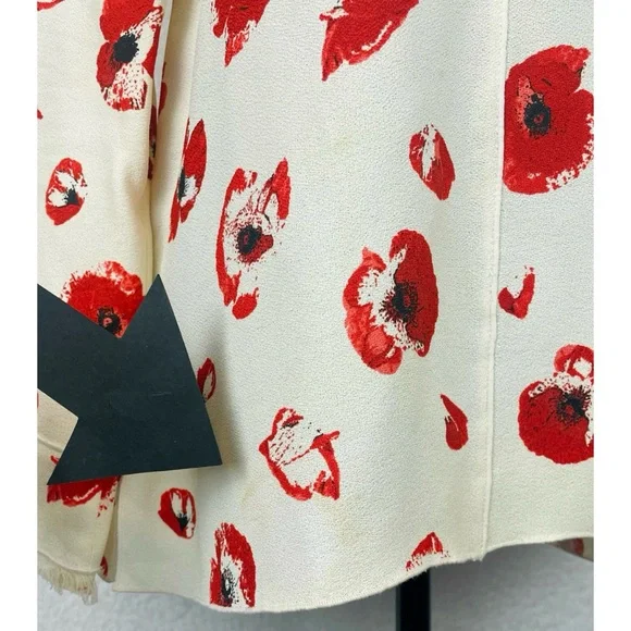 PROENZA SCHOULER • Cream/Red Poppy Print Long-Sleeve Crepe Blouse, 6 - Picture 12 of 16